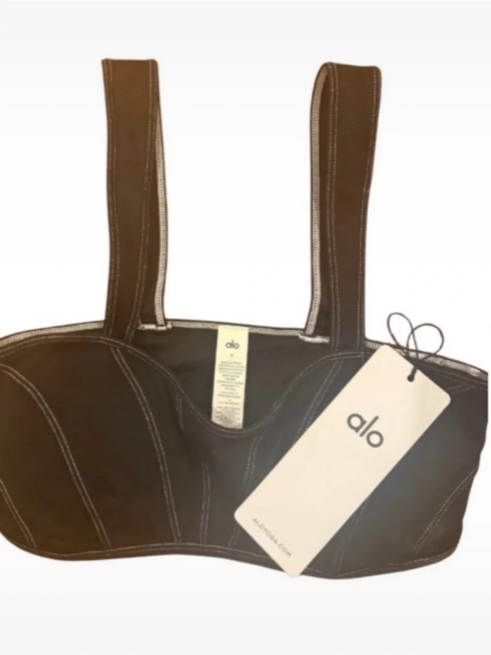 ALO Yoga Black Bralette with White Contrast Stitching